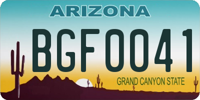 AZ license plate BGF0041