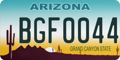 AZ license plate BGF0044