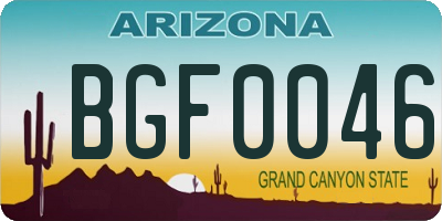 AZ license plate BGF0046