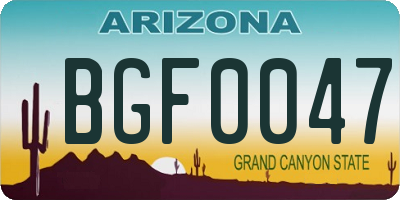 AZ license plate BGF0047