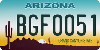 AZ license plate BGF0051