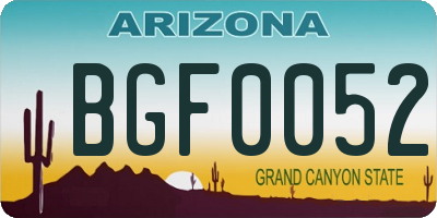 AZ license plate BGF0052
