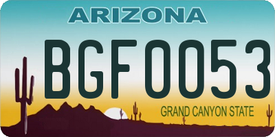 AZ license plate BGF0053