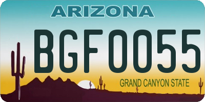 AZ license plate BGF0055