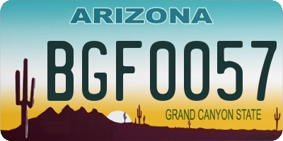 AZ license plate BGF0057