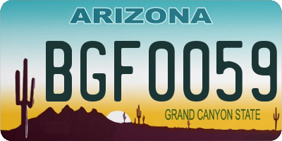 AZ license plate BGF0059