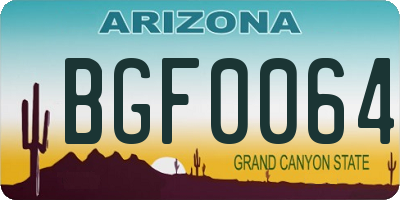 AZ license plate BGF0064