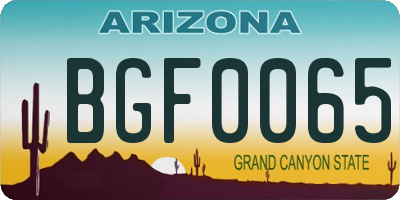 AZ license plate BGF0065