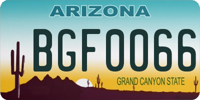 AZ license plate BGF0066