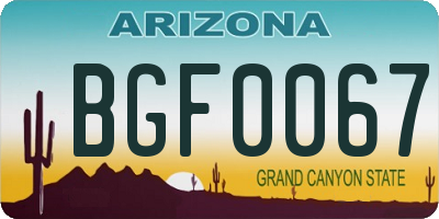 AZ license plate BGF0067