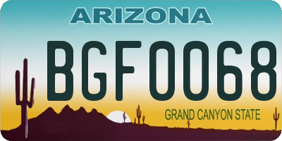 AZ license plate BGF0068