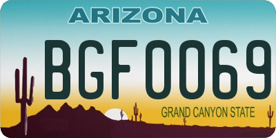 AZ license plate BGF0069