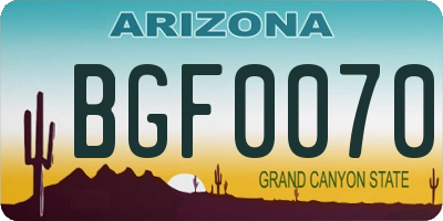 AZ license plate BGF0070