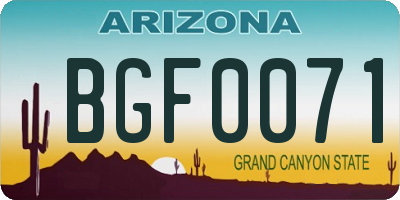 AZ license plate BGF0071