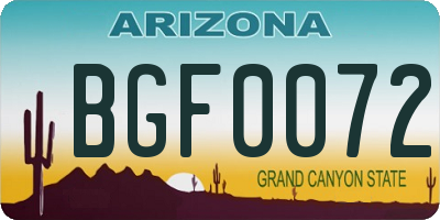 AZ license plate BGF0072