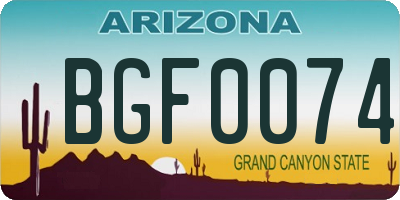 AZ license plate BGF0074