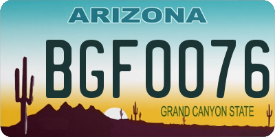 AZ license plate BGF0076
