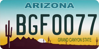 AZ license plate BGF0077