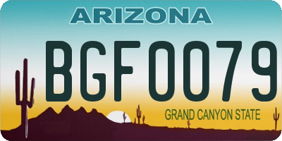 AZ license plate BGF0079
