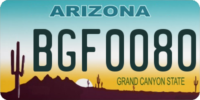 AZ license plate BGF0080