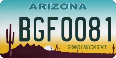 AZ license plate BGF0081