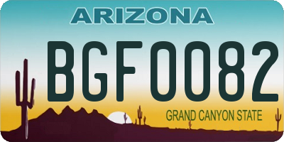 AZ license plate BGF0082