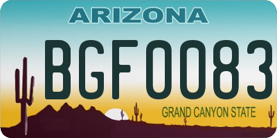 AZ license plate BGF0083