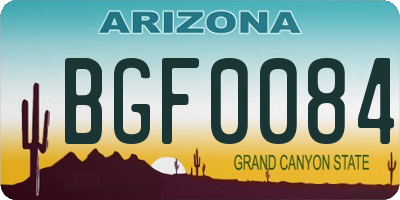 AZ license plate BGF0084