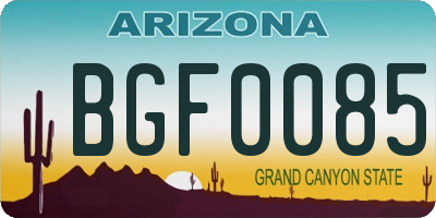 AZ license plate BGF0085