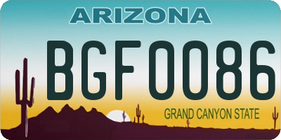 AZ license plate BGF0086