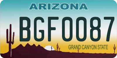AZ license plate BGF0087
