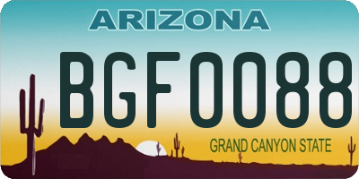 AZ license plate BGF0088
