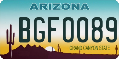 AZ license plate BGF0089