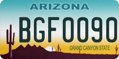 AZ license plate BGF0090