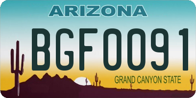 AZ license plate BGF0091