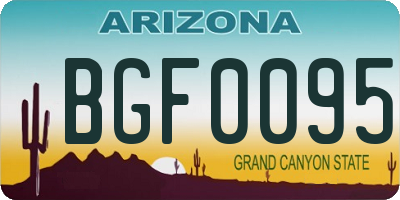 AZ license plate BGF0095