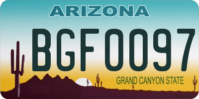 AZ license plate BGF0097