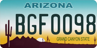 AZ license plate BGF0098