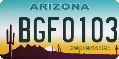 AZ license plate BGF0103