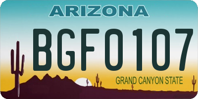 AZ license plate BGF0107