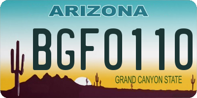 AZ license plate BGF0110