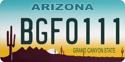 AZ license plate BGF0111
