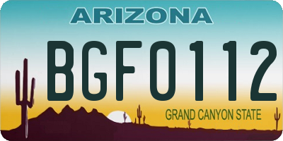 AZ license plate BGF0112