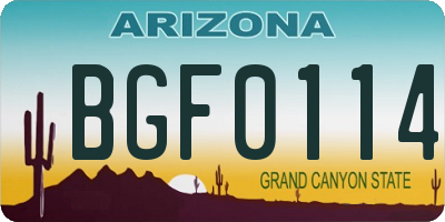 AZ license plate BGF0114
