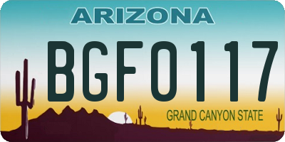 AZ license plate BGF0117