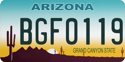 AZ license plate BGF0119