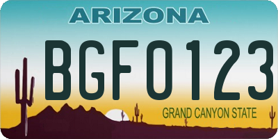 AZ license plate BGF0123