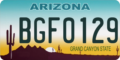 AZ license plate BGF0129