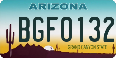 AZ license plate BGF0132