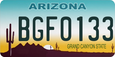 AZ license plate BGF0133